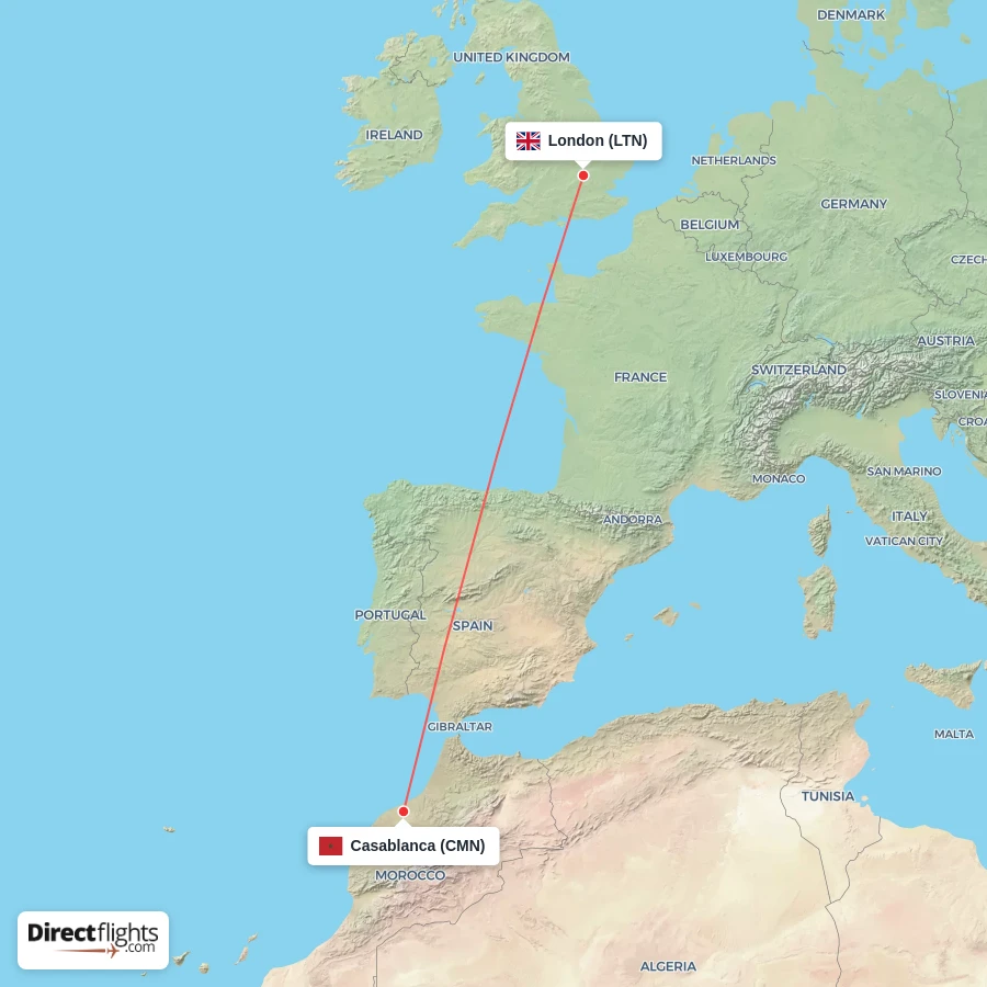 CMN - LTN route map