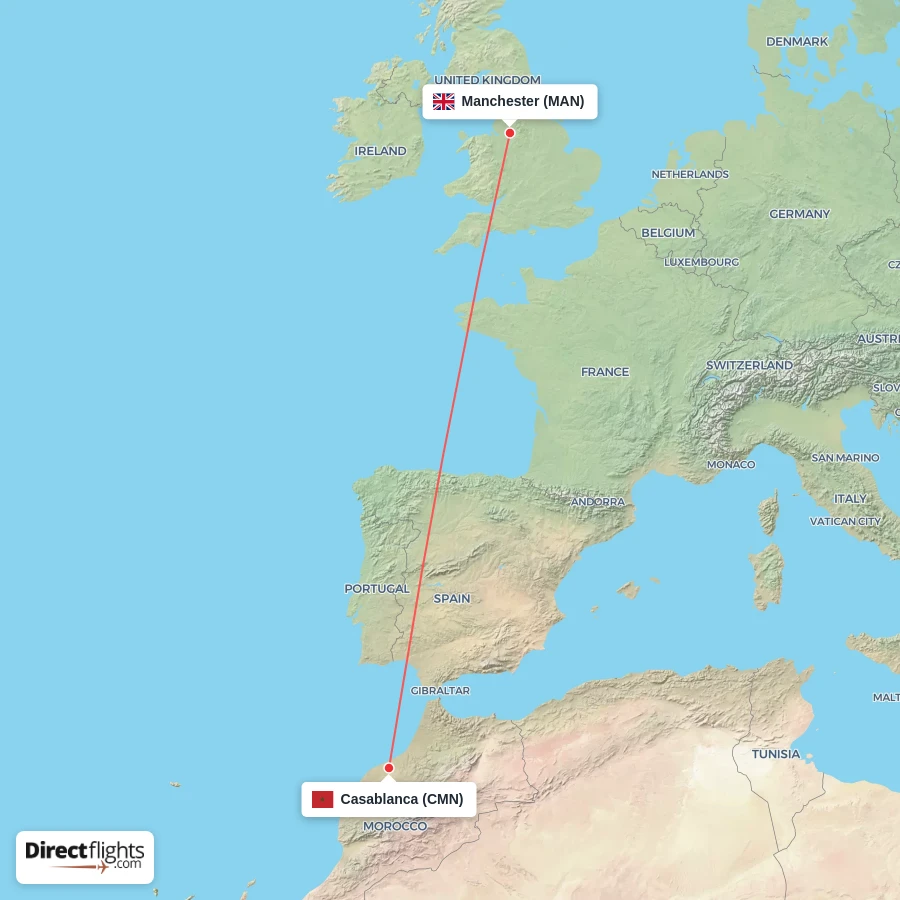 CMN - MAN route map