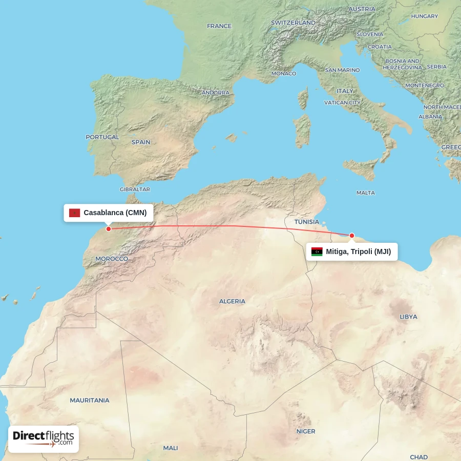 CMN - MJI route map