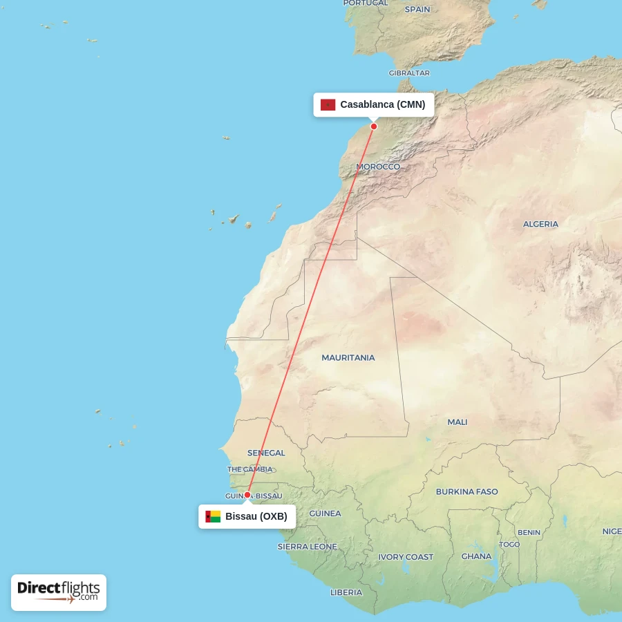 CMN - OXB route map