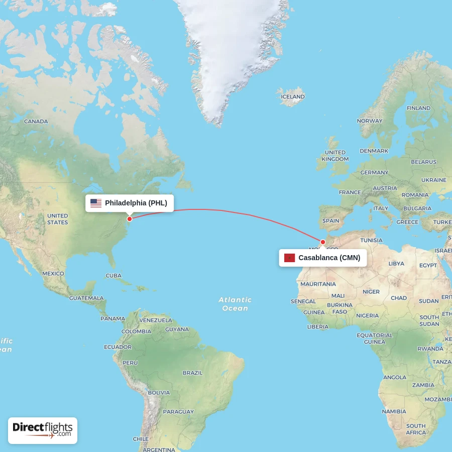 CMN - PHL route map
