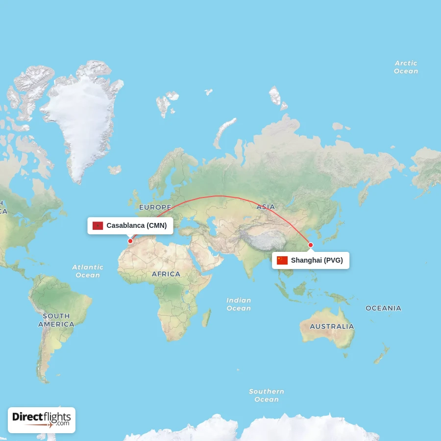 CMN - PVG route map