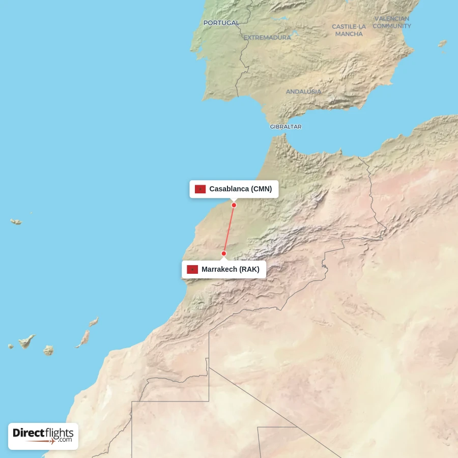 CMN - RAK route map
