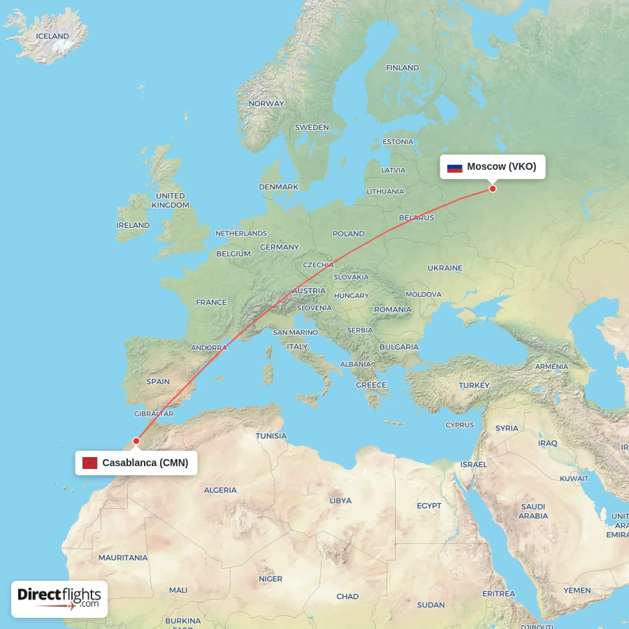CMN - VKO route map