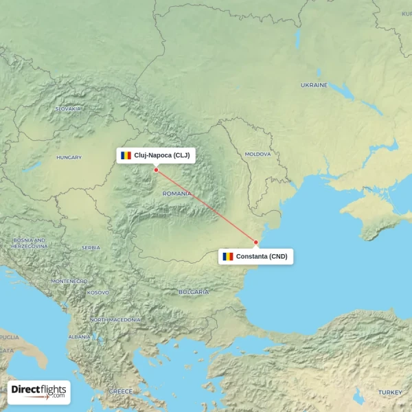 Constanta - Cluj-Napoca direct flight map