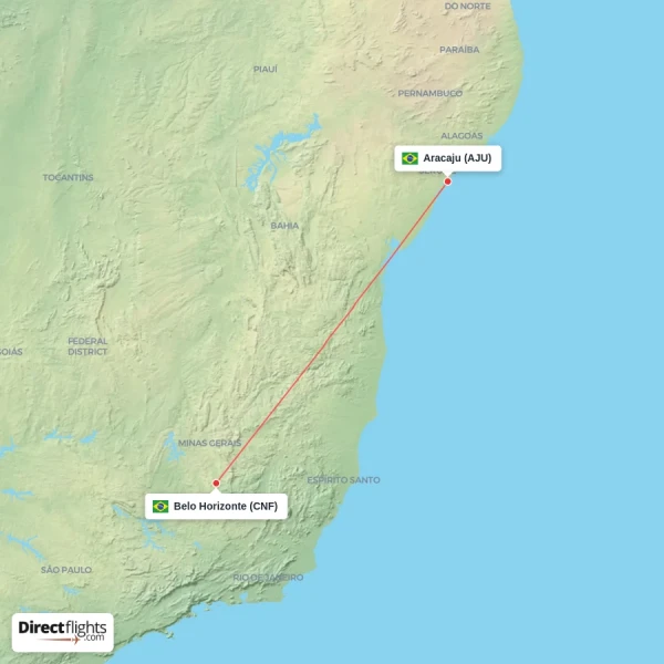 Belo Horizonte - Aracaju direct flight map