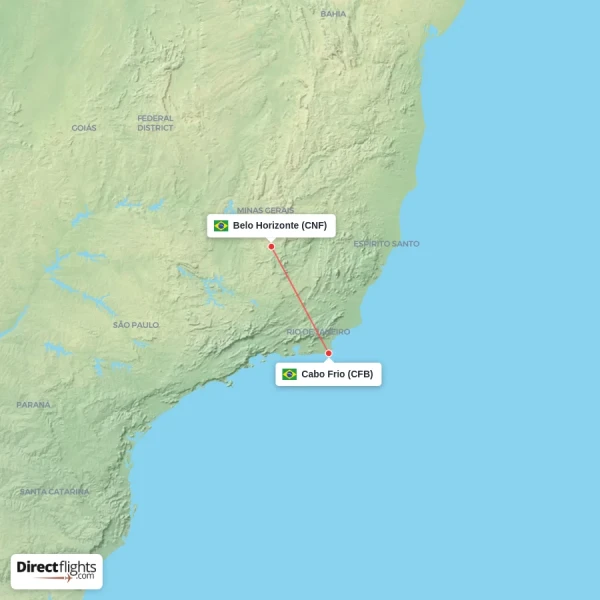 Belo Horizonte - Cabo Frio direct flight map