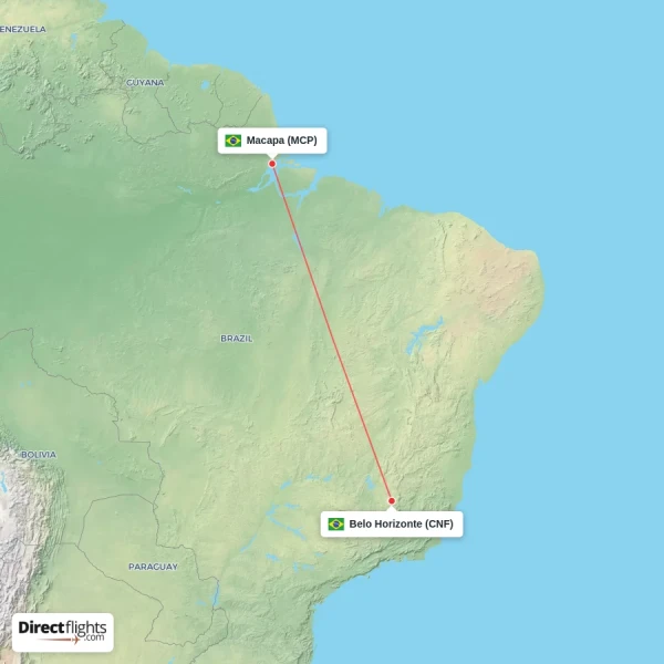 Belo Horizonte - Macapa direct flight map