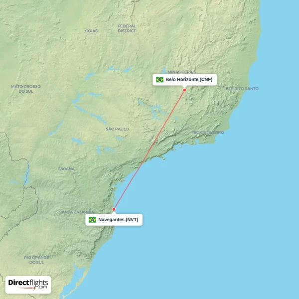 Belo Horizonte - Navegantes direct flight map