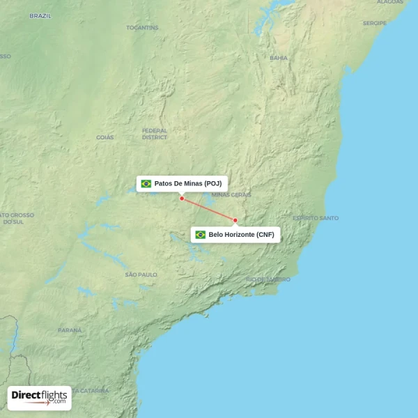 Belo Horizonte - Patos De Minas direct flight map