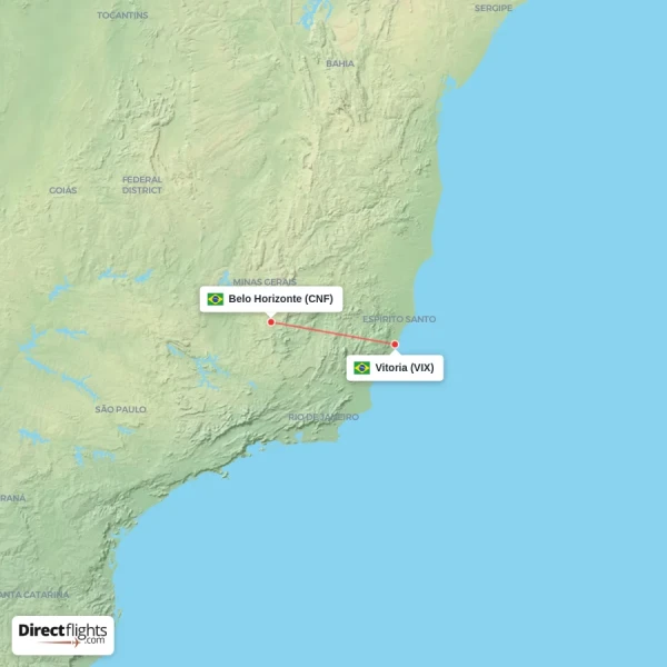 Belo Horizonte - Vitoria direct flight map