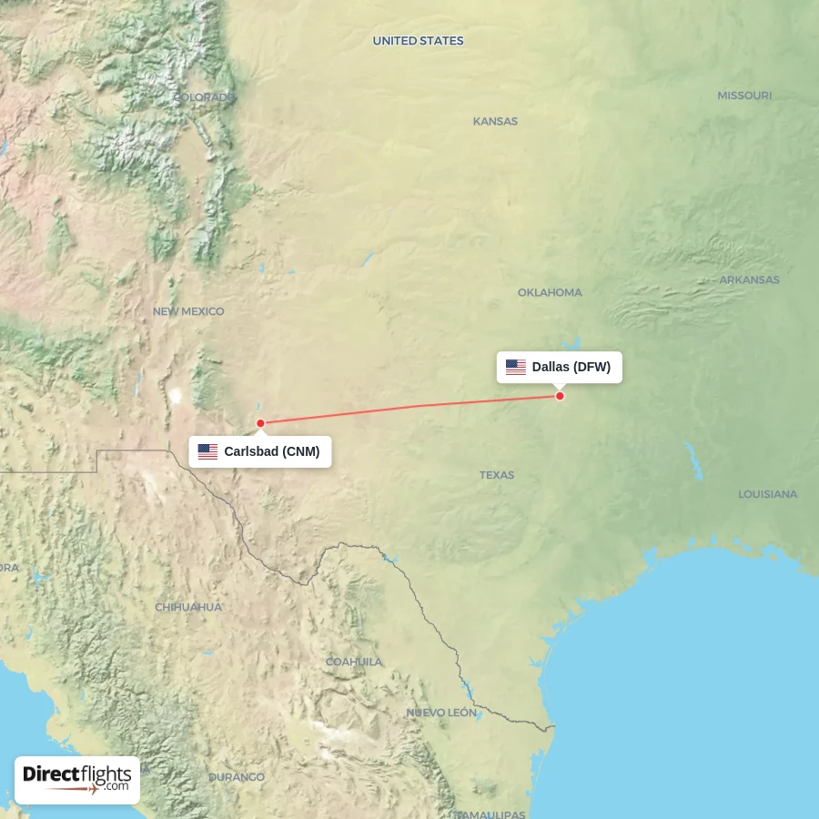 CNM - DFW route map