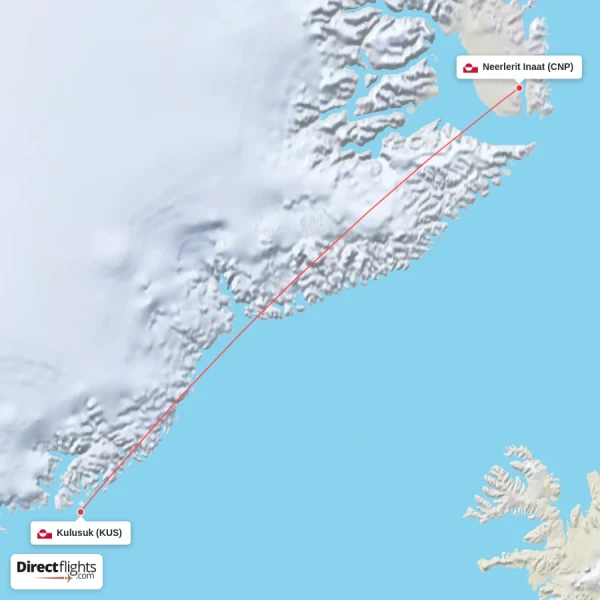 Neerlerit Inaat - Kulusuk direct flight map