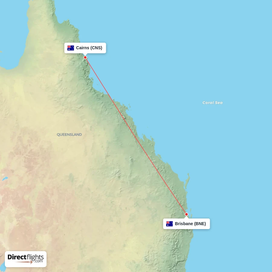 CNS - BNE route map