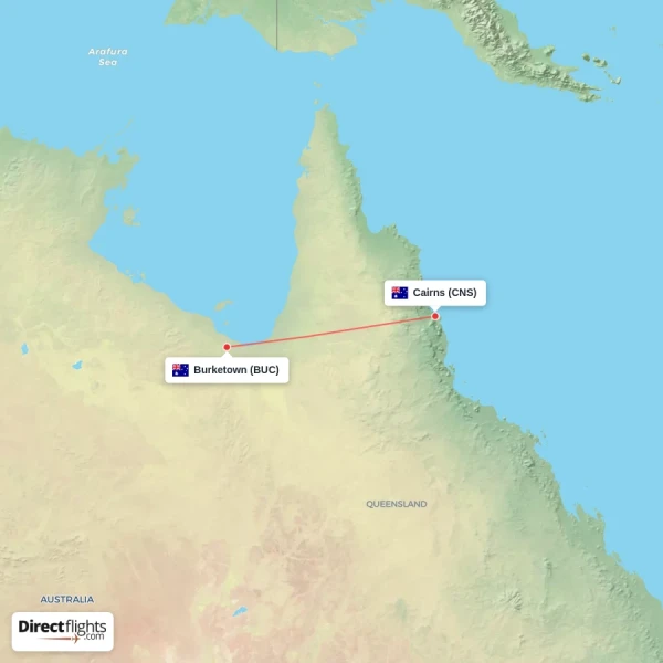 Cairns - Burketown direct flight map