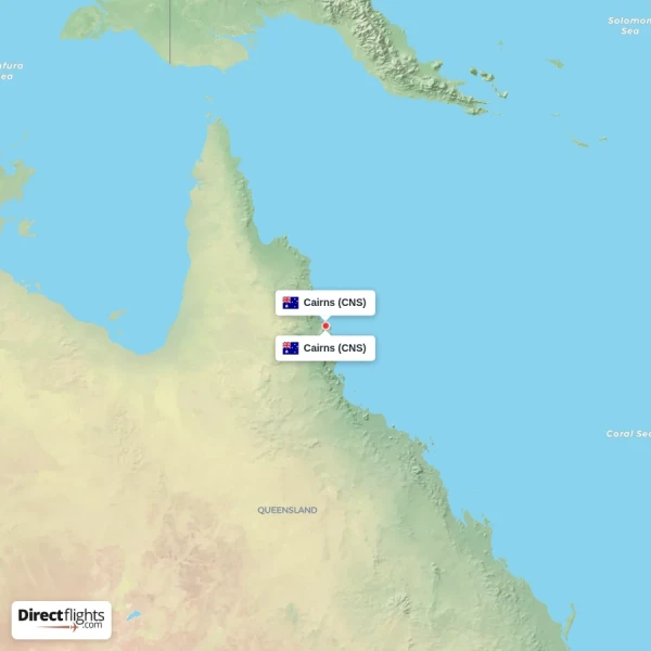 Cairns - Cairns direct flight map