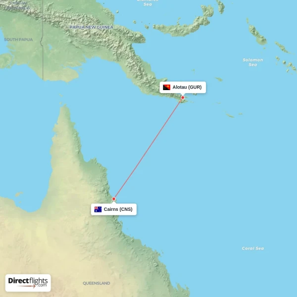 Cairns - Alotau direct flight map