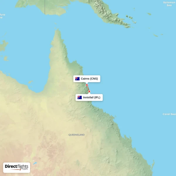 Cairns - Innisfail direct flight map