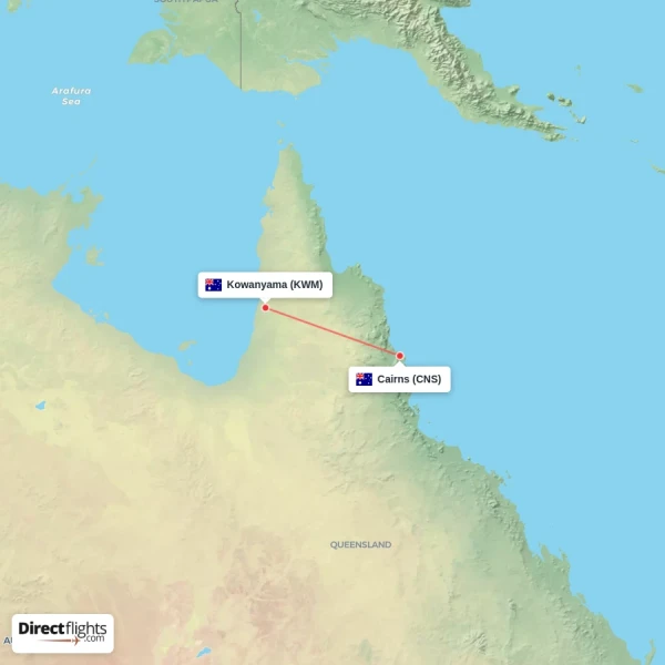 Cairns - Kowanyama direct flight map