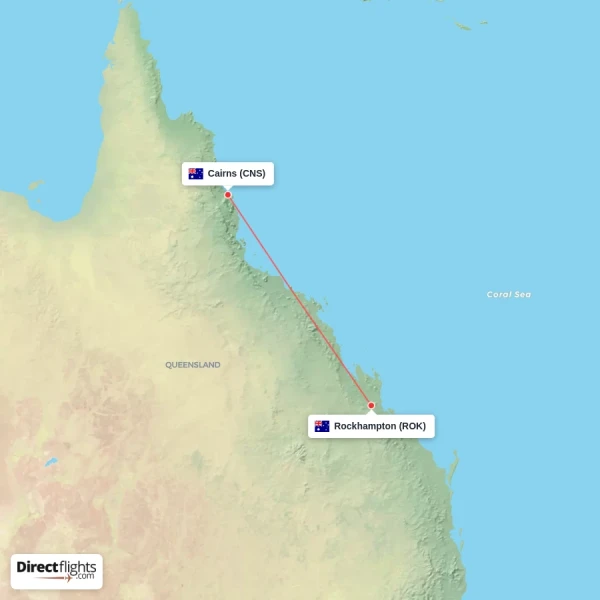 Cairns - Rockhampton direct flight map