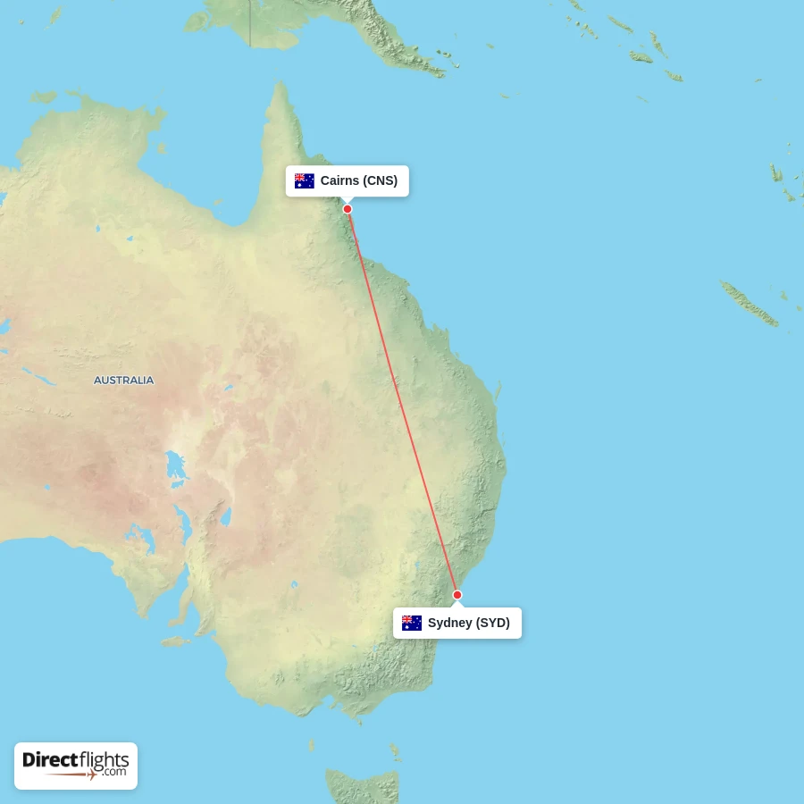 CNS - SYD route map
