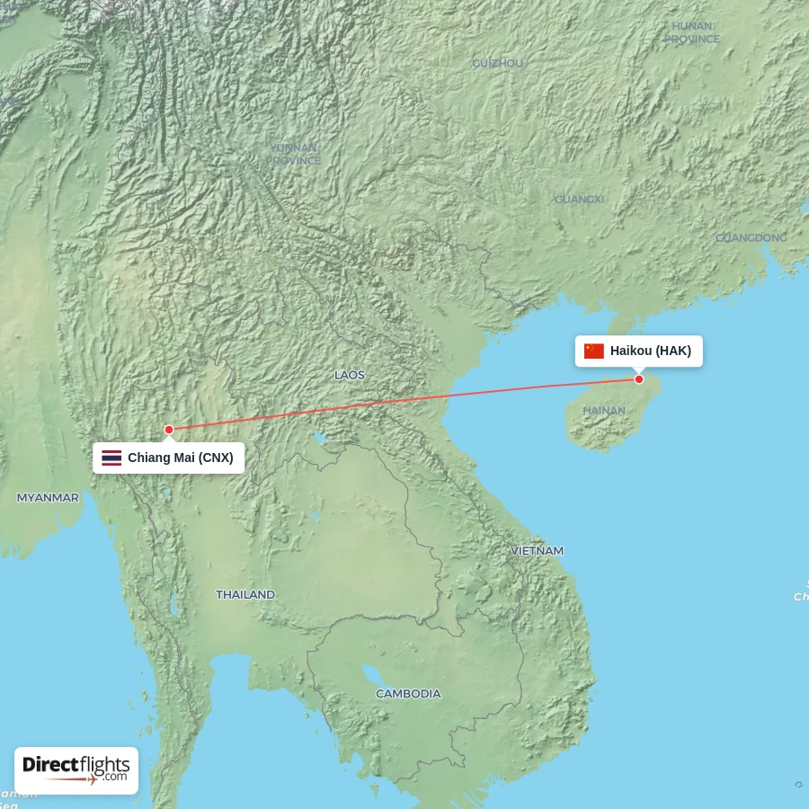CNX - HAK route map