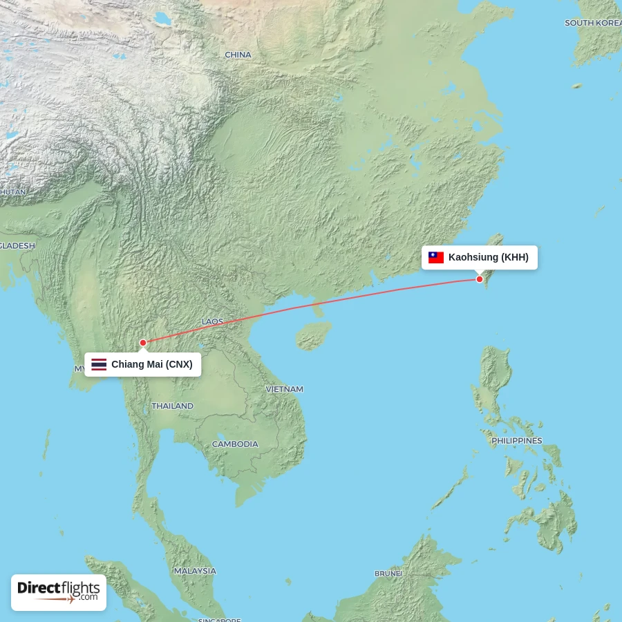 CNX - KHH route map