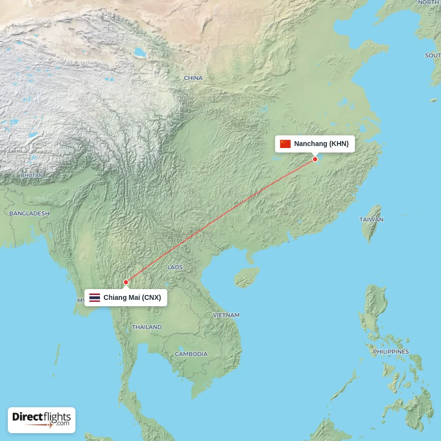 CNX - KHN route map