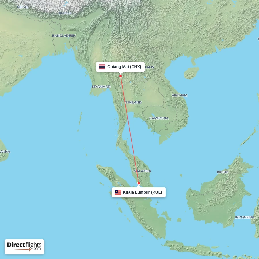 CNX - KUL route map