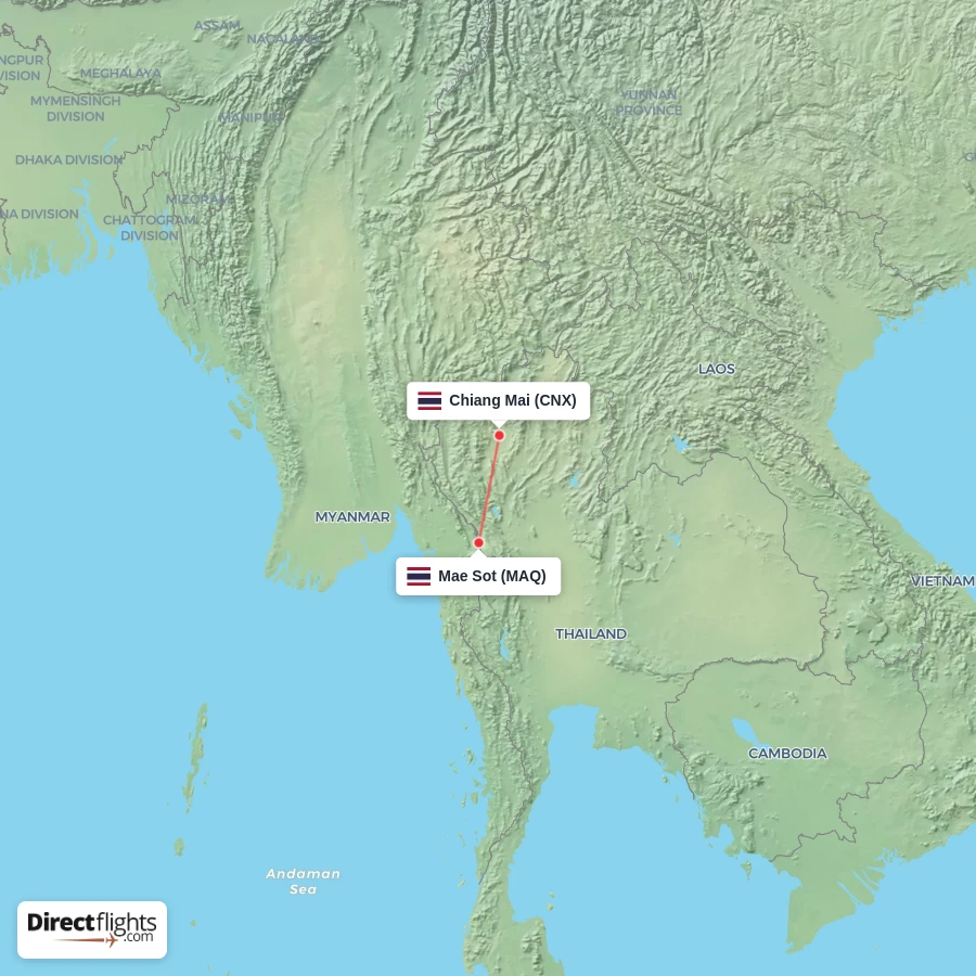 CNX - MAQ route map
