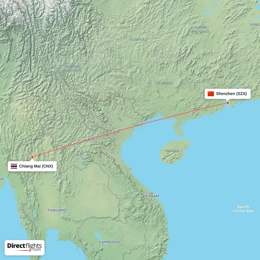 CNX - SZX route map