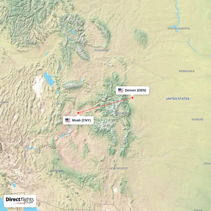 CNY - DEN route map