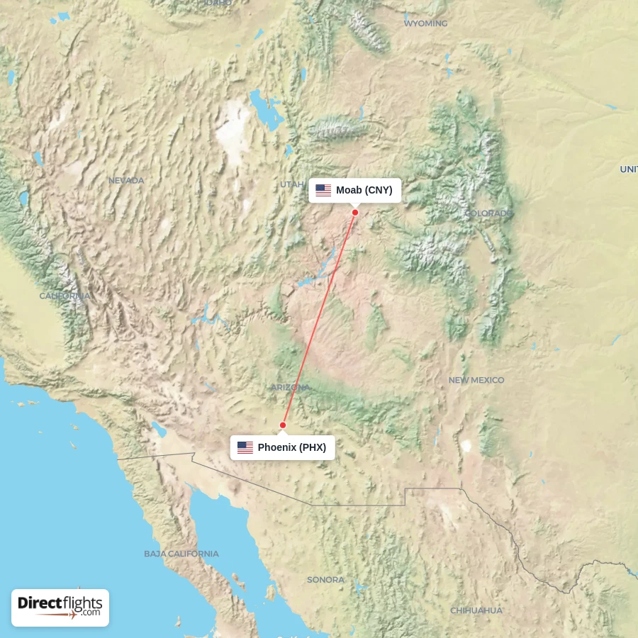 CNY - PHX route map
