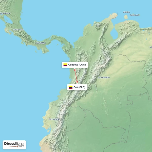 Condoto - Cali direct flight map