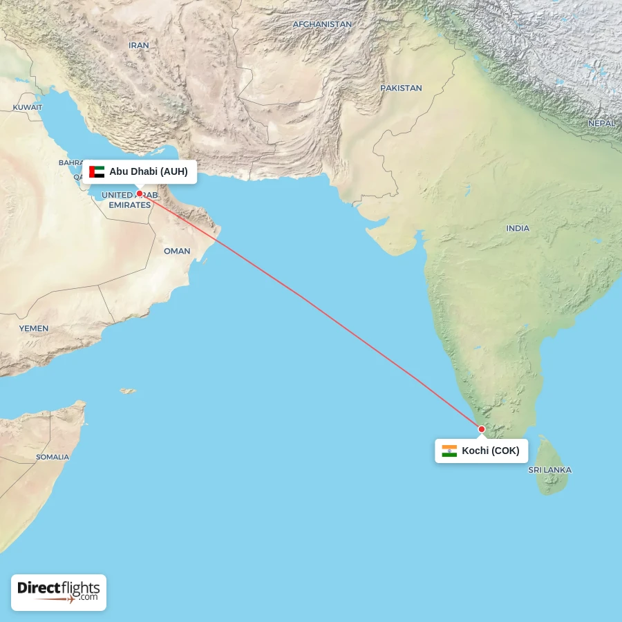 COK - AUH route map