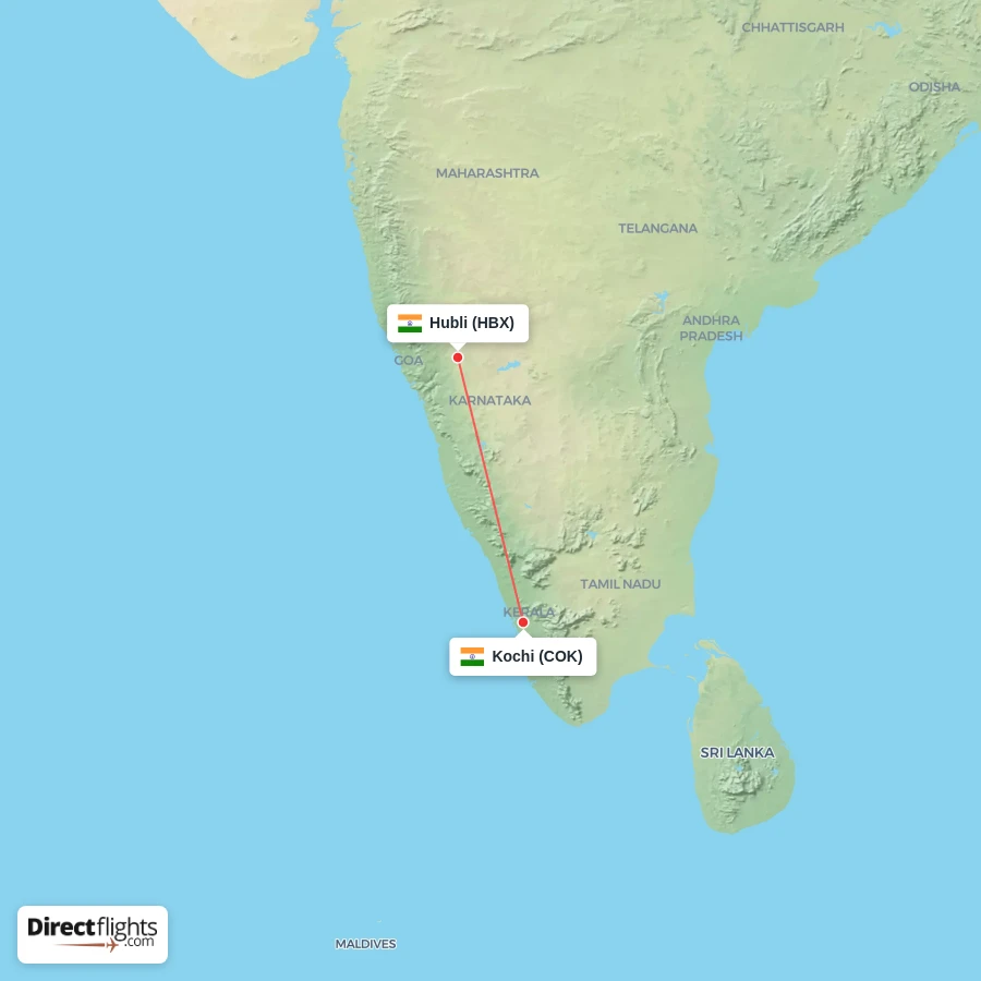 COK - HBX route map
