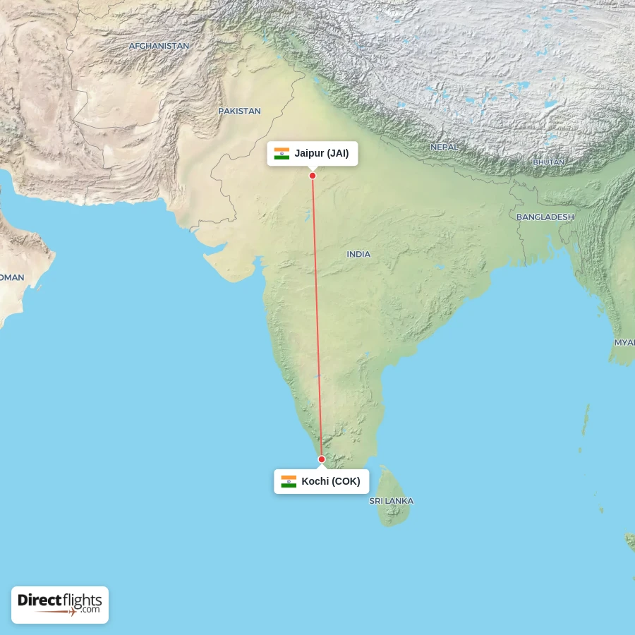 COK - JAI route map