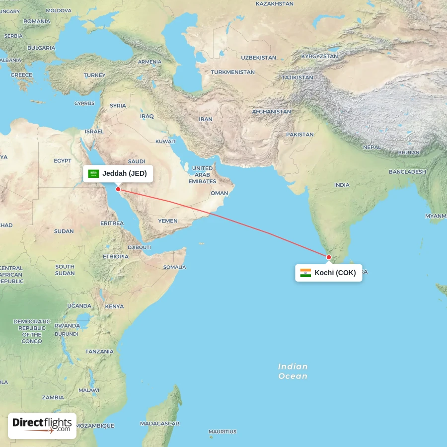 COK - JED route map