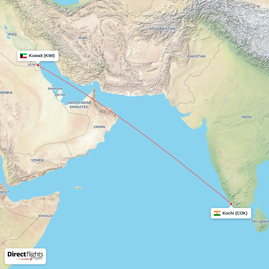 COK - KWI route map