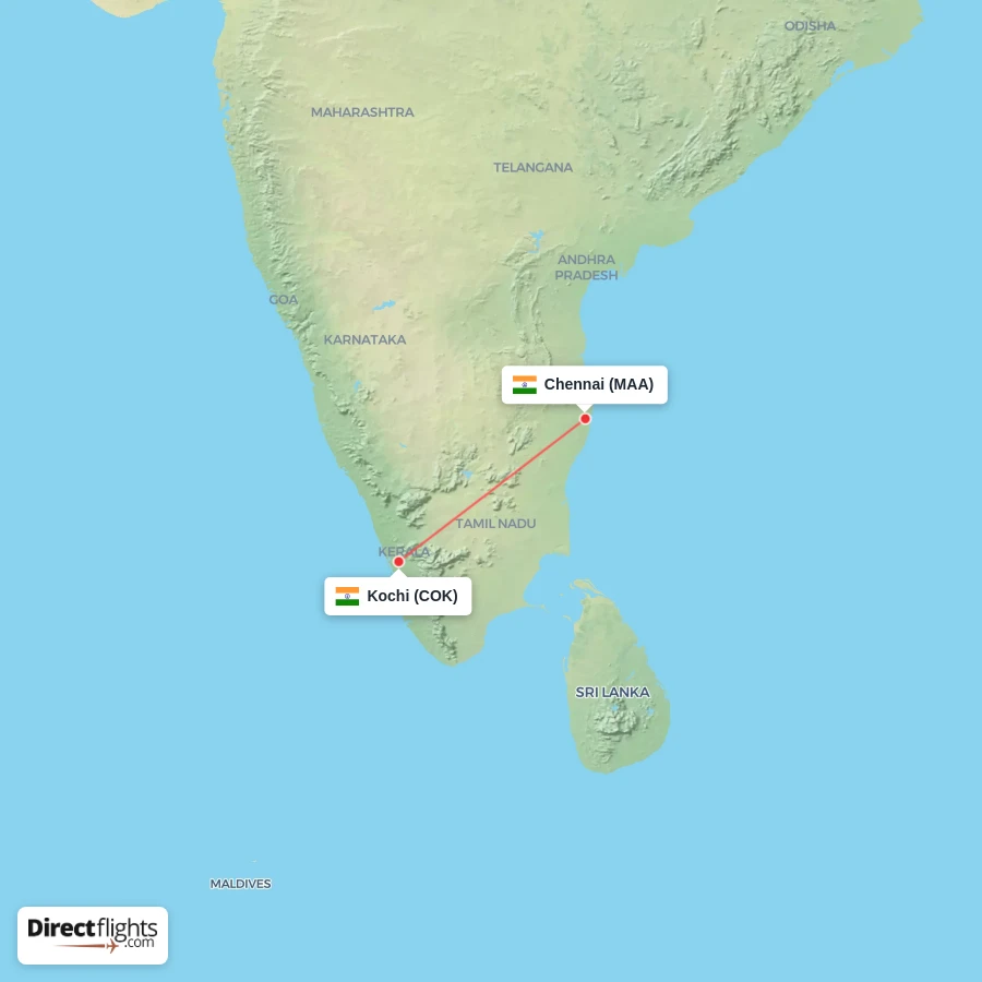 COK - MAA route map