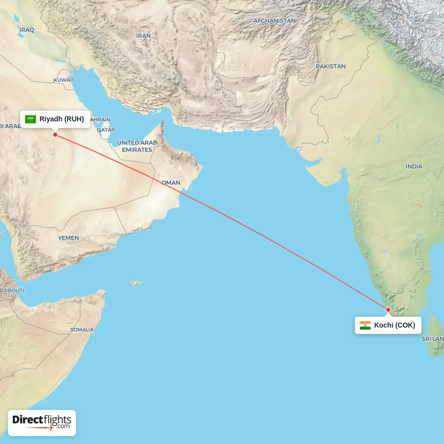 COK - RUH route map