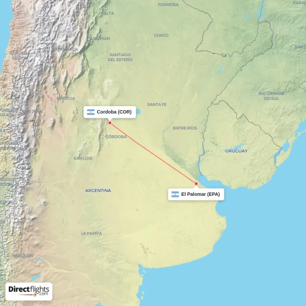 Cordoba - El Palomar direct flight map