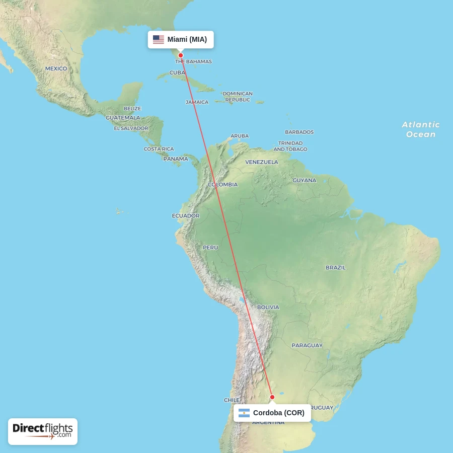 COR - MIA route map