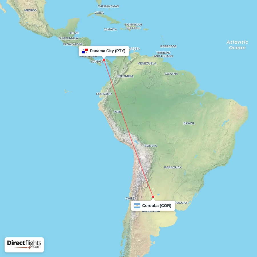COR - PTY route map