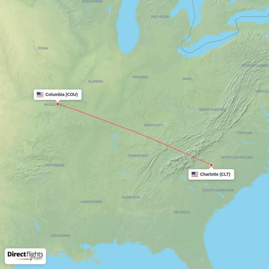 COU - CLT route map