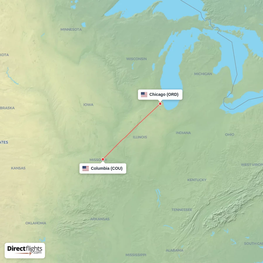 COU - ORD route map