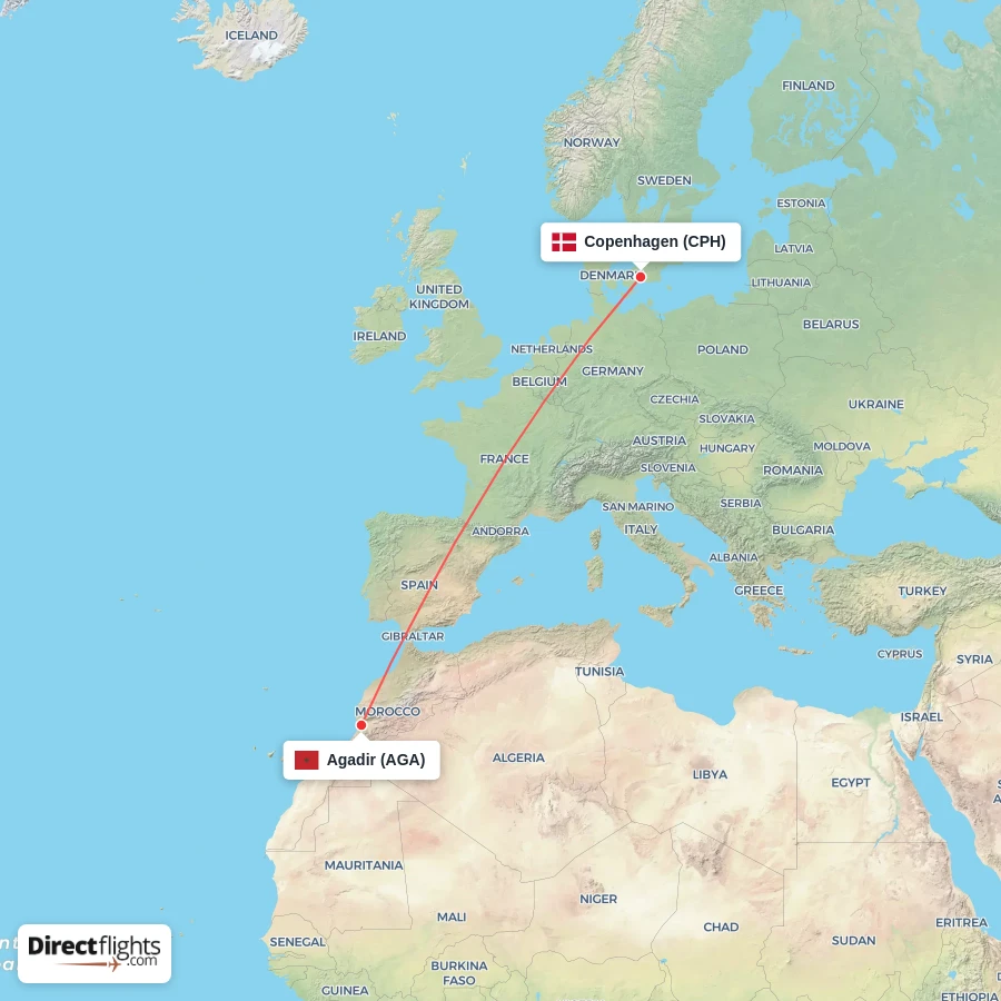 CPH - AGA route map