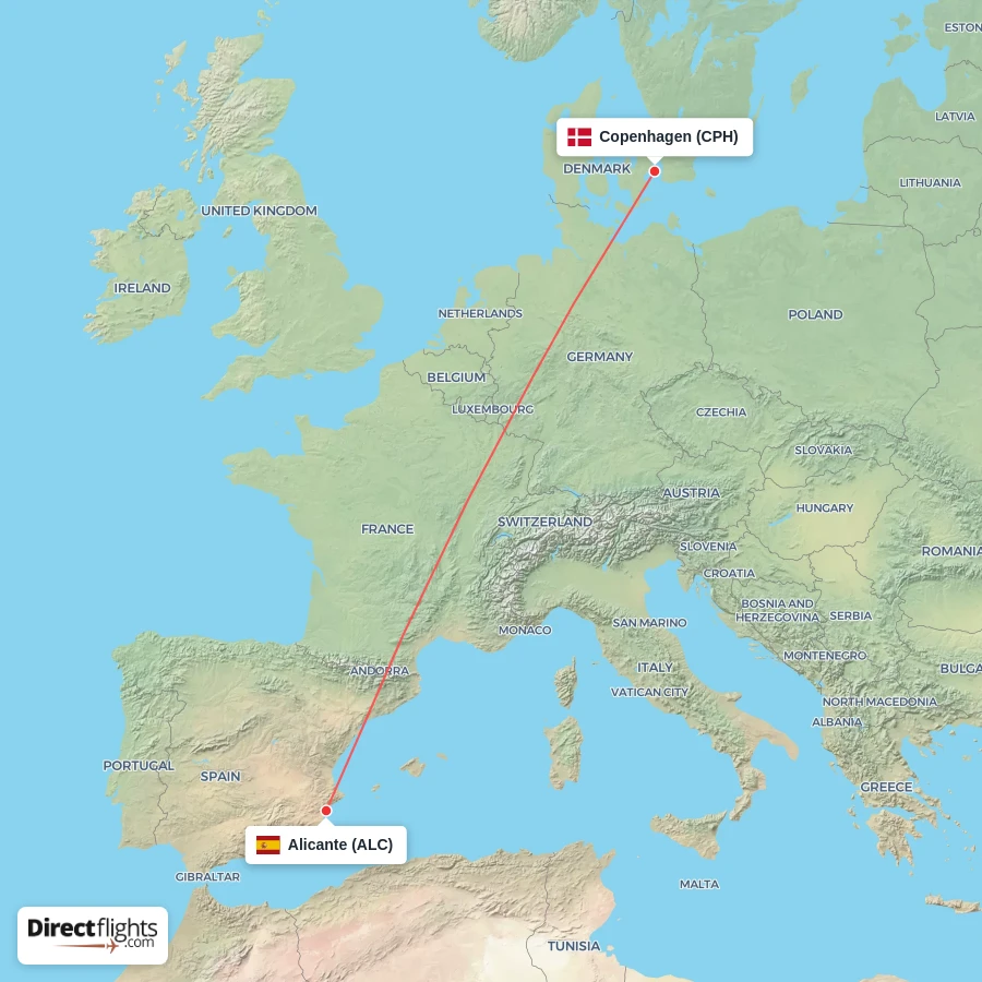 CPH - ALC route map