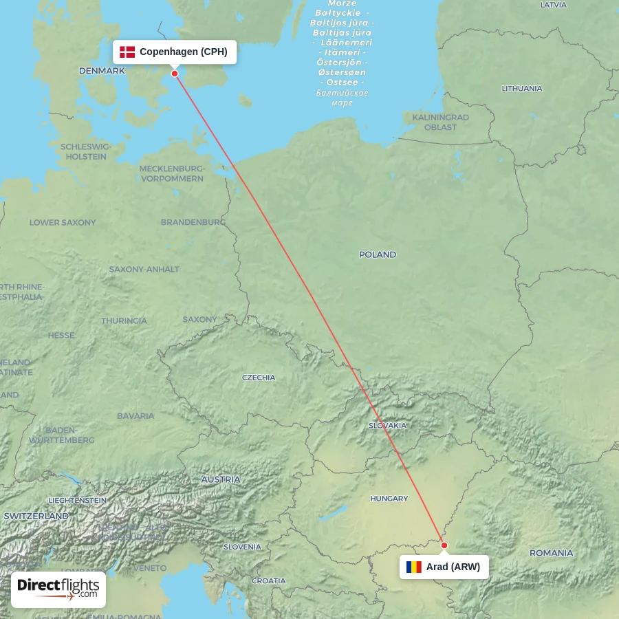 CPH - ARW route map
