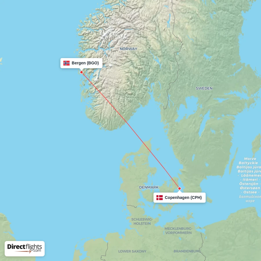 CPH - BGO route map